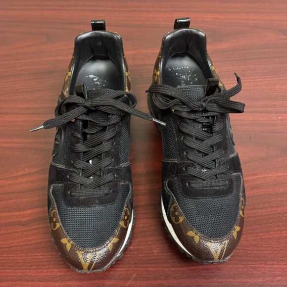 Louis Vuitton Brown/Black Monogram Canvas and Suede Run Away Sneakers - Picture 3 of 5